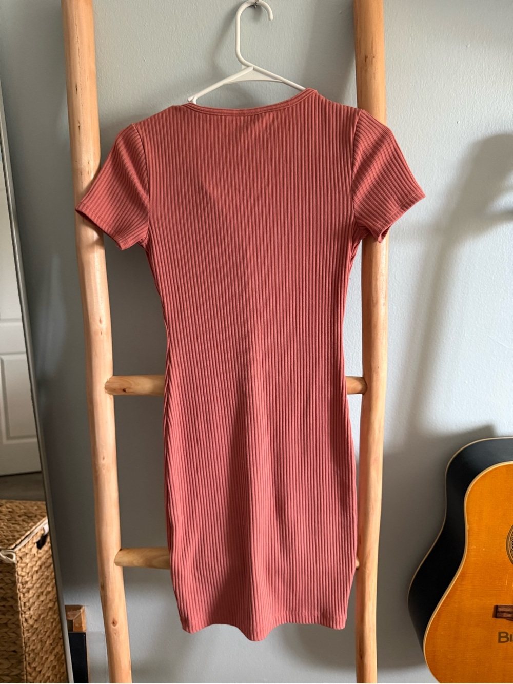 Guess Ribbed Button-Front Mini Dress - Dusty Rose - Picture 4 of 4